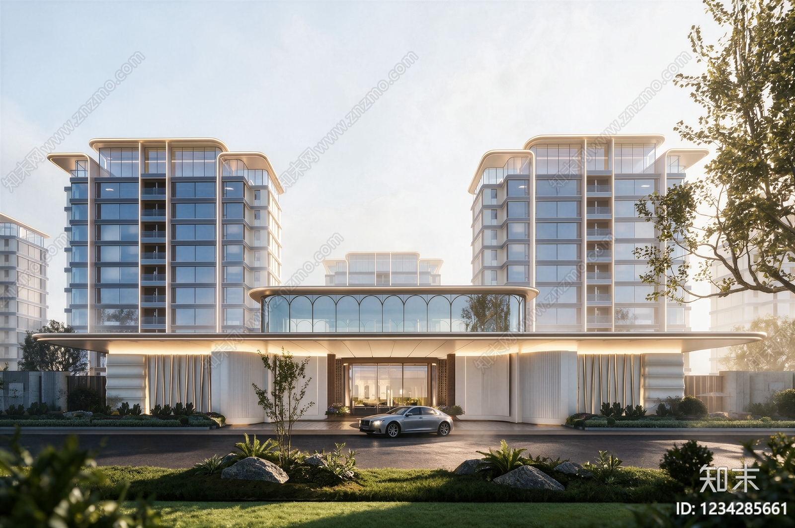 现代主义小区建筑SU模型下载【ID:1234285661】
