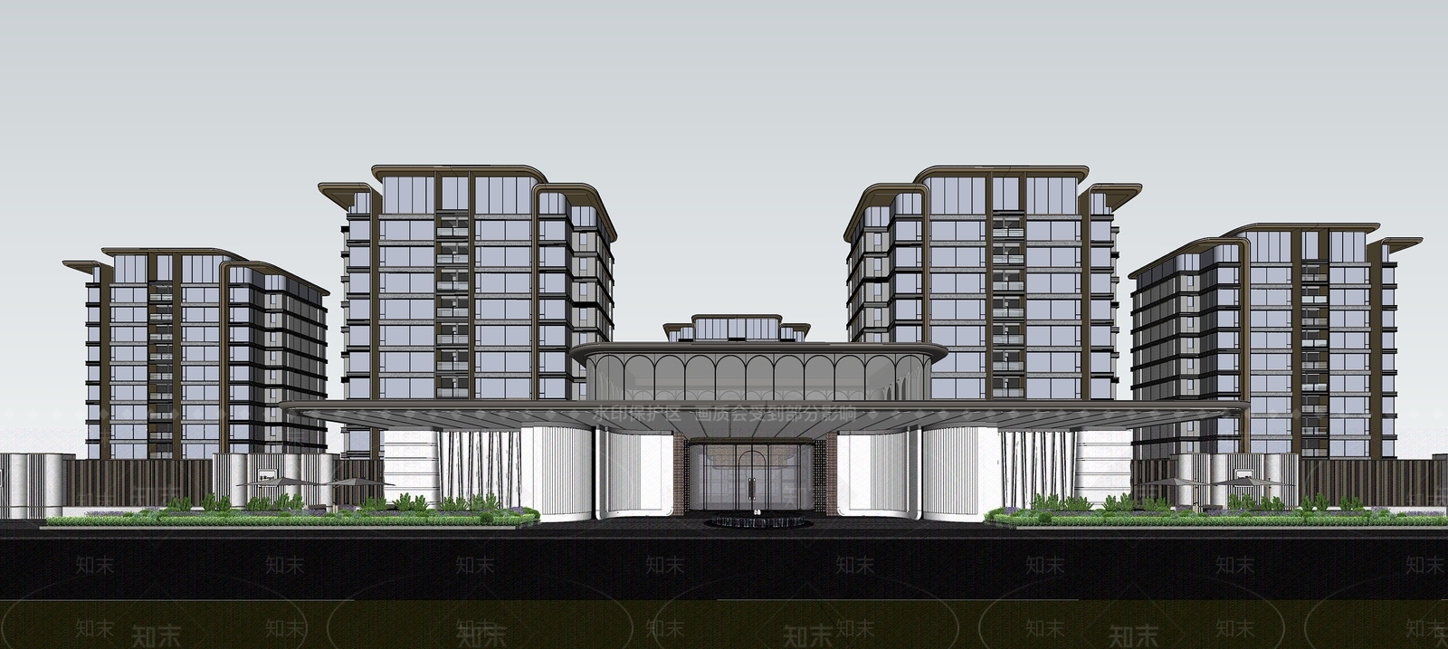现代主义小区建筑SU模型下载【ID:1234285661】