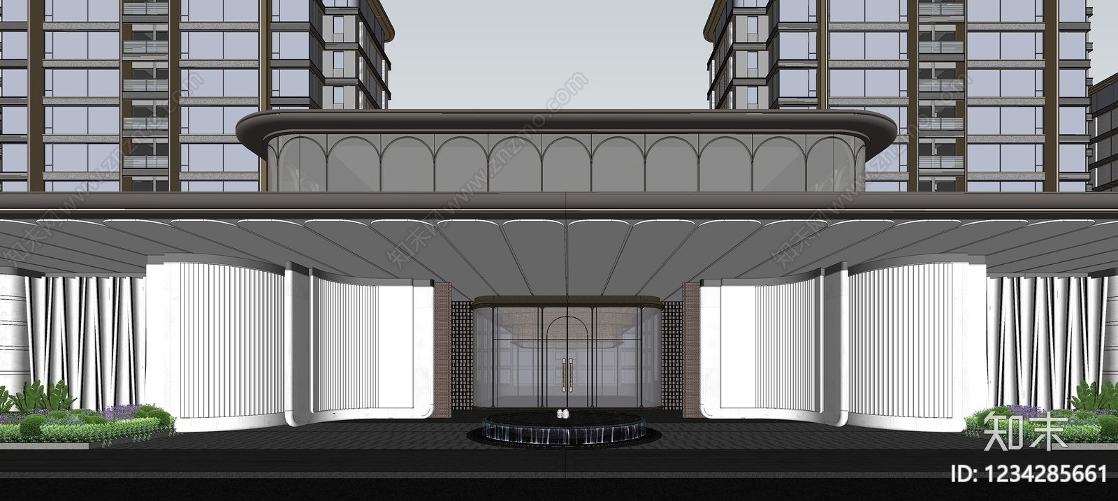 现代主义小区建筑SU模型下载【ID:1234285661】