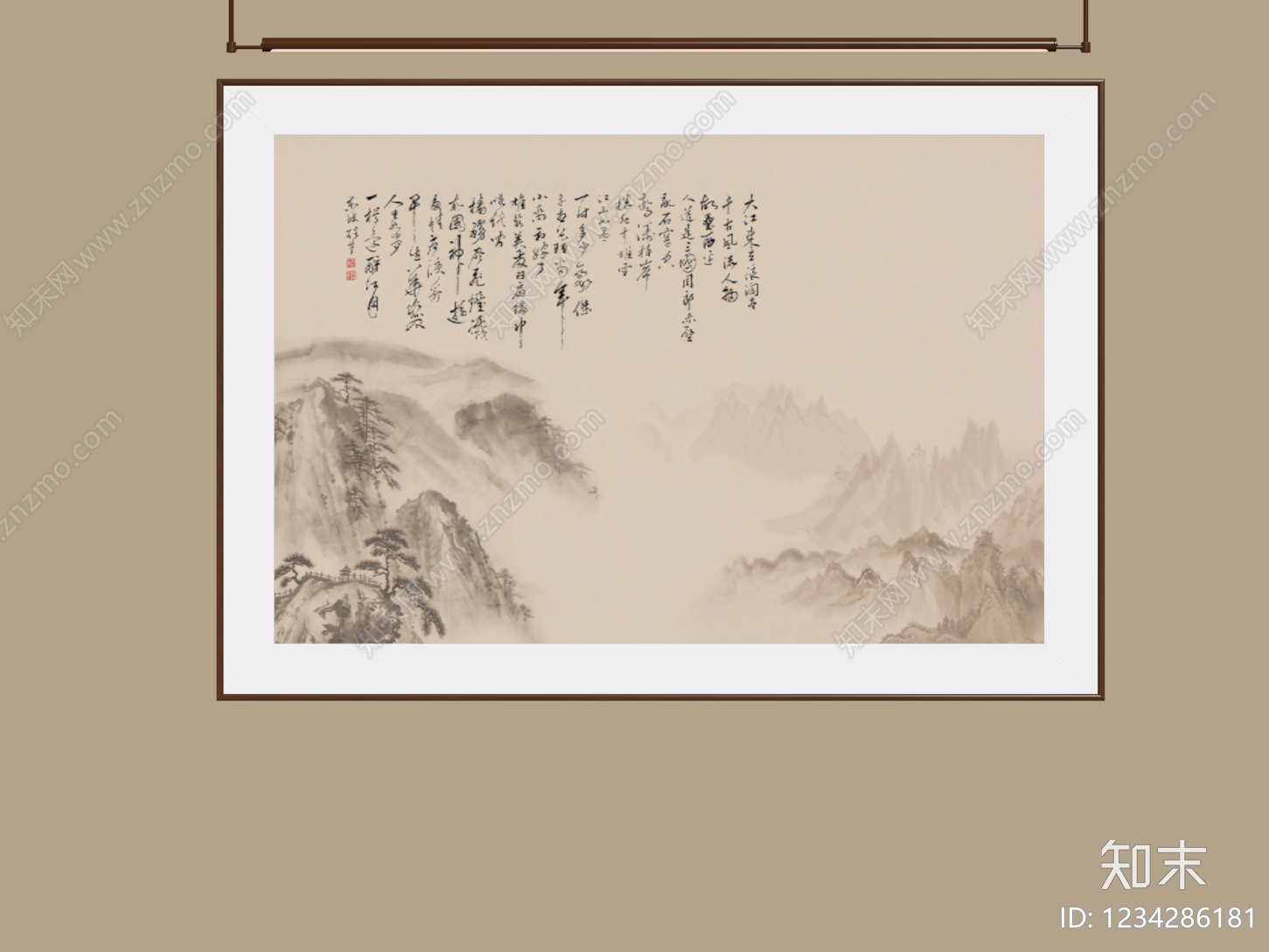 新中式山水画SU模型下载【ID:1234286181】