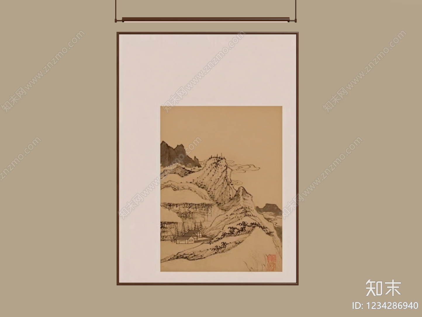 新中式山水画3D模型下载【ID:1234286940】