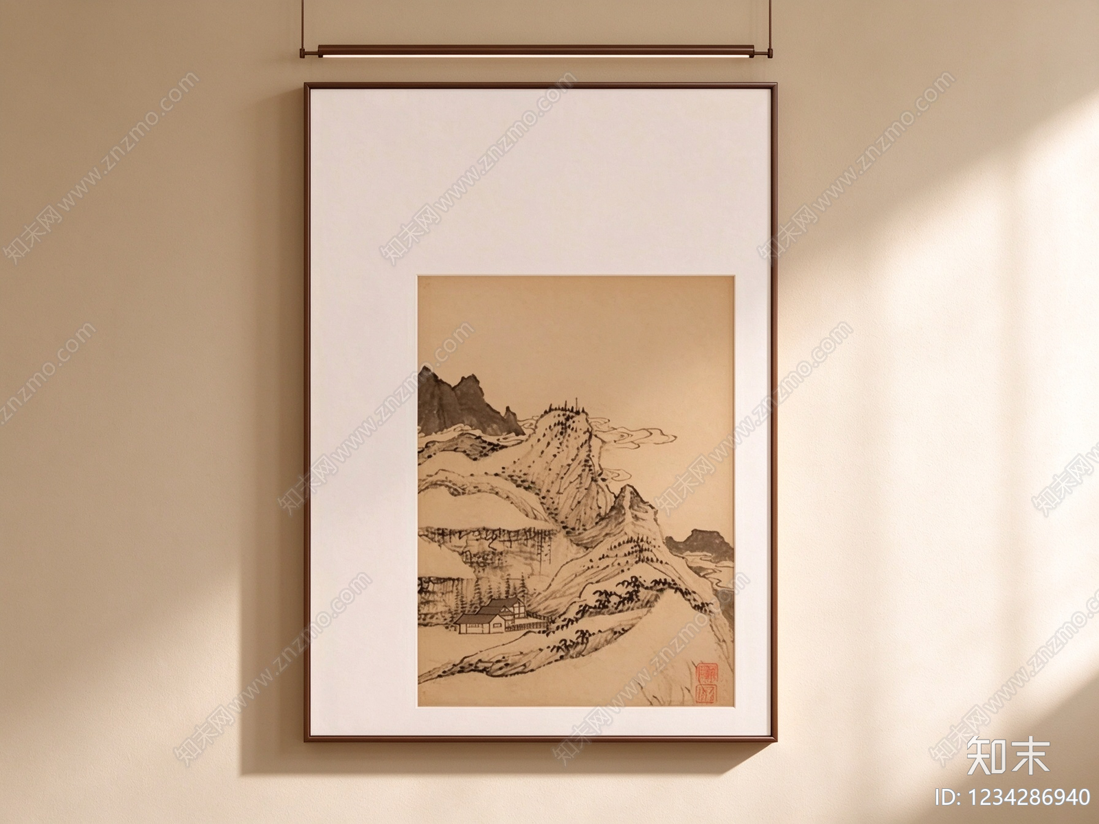 新中式山水画3D模型下载【ID:1234286940】