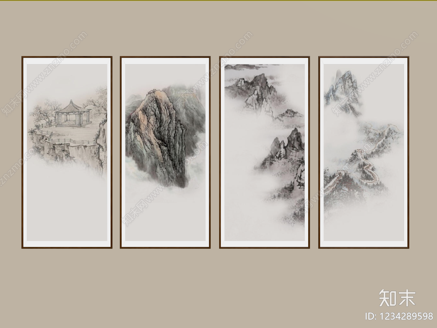 新中式山水画3D模型下载【ID:1234289598】