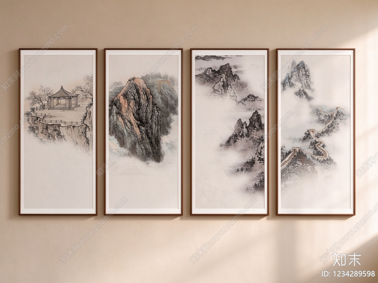 新中式山水画3D模型下载【ID:1234289598】