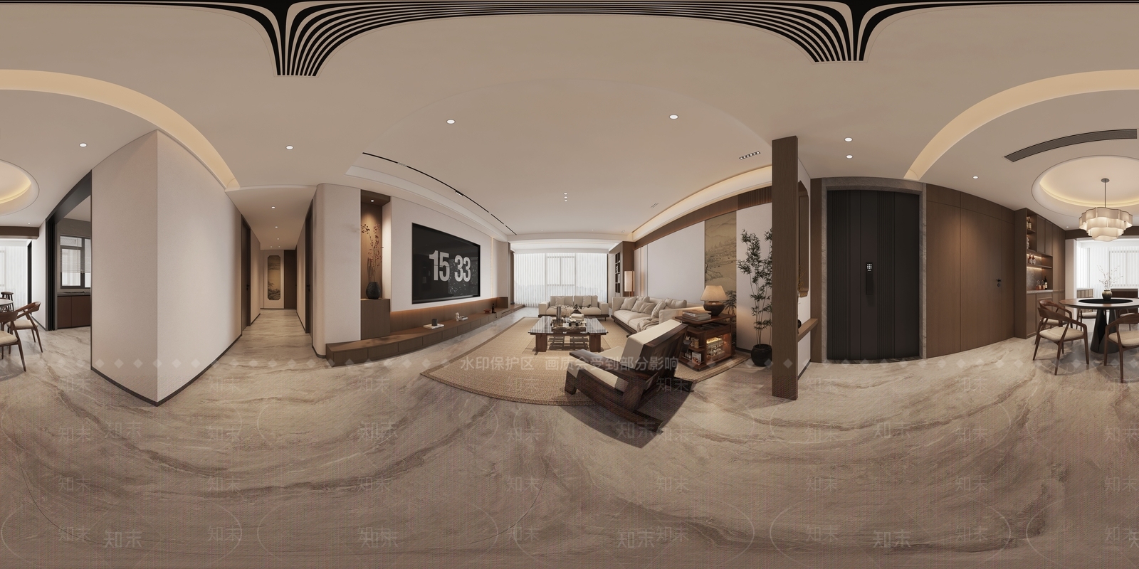 新中式宋式客餐厅3D模型下载【ID:1234289942】