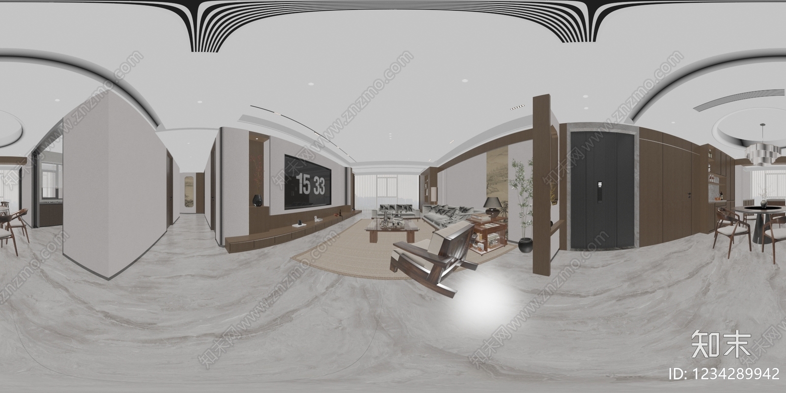 新中式宋式客餐厅3D模型下载【ID:1234289942】