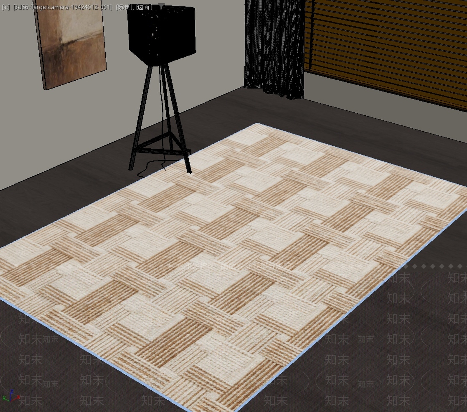 现代简约毛绒地毯3D模型下载【ID:1234289981】