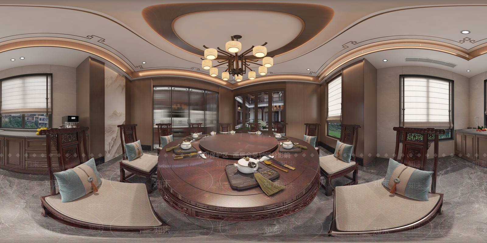 新中式别墅餐厅3D模型下载【ID:1234290490】