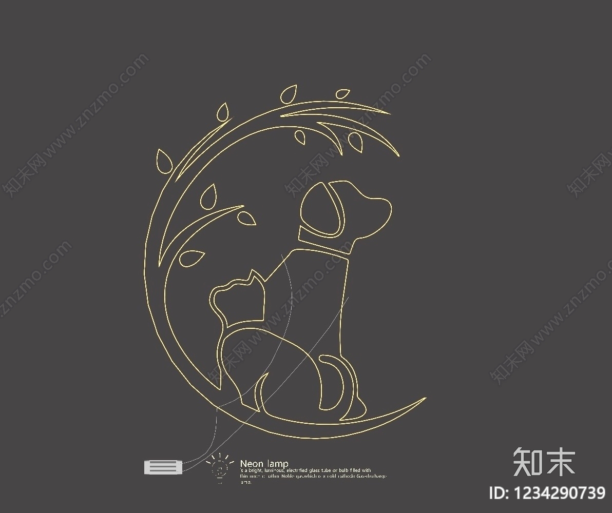 极简霓虹灯SU模型下载【ID:1234290739】