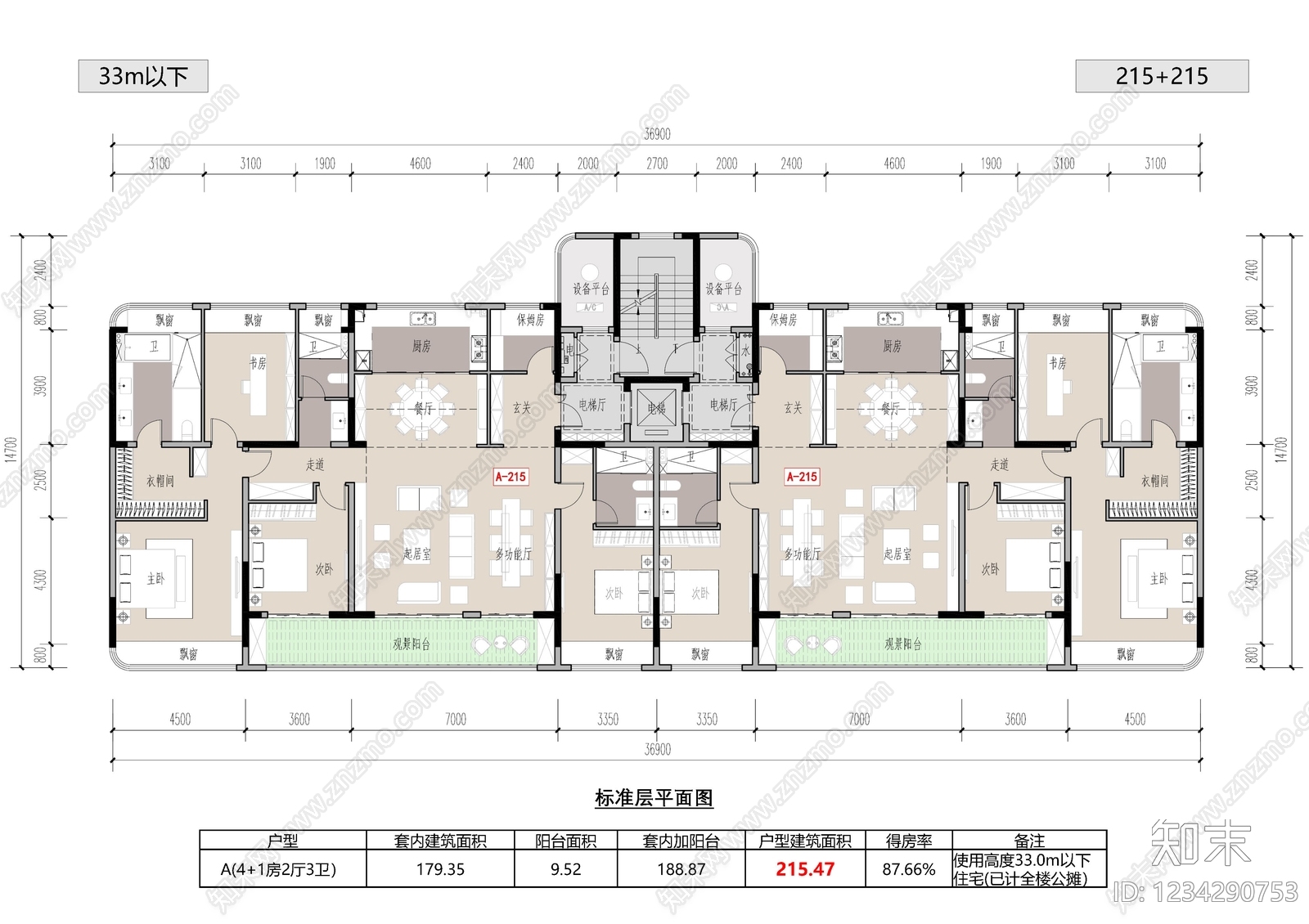 五居及以上cad施工图下载【ID:1234290753】