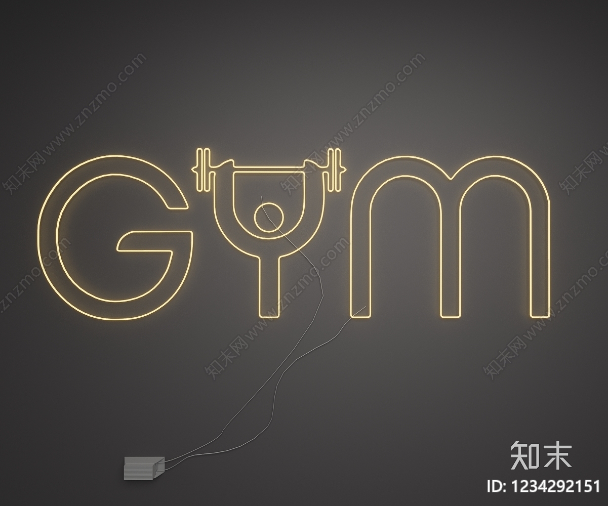 极简霓虹灯SU模型下载【ID:1234292151】