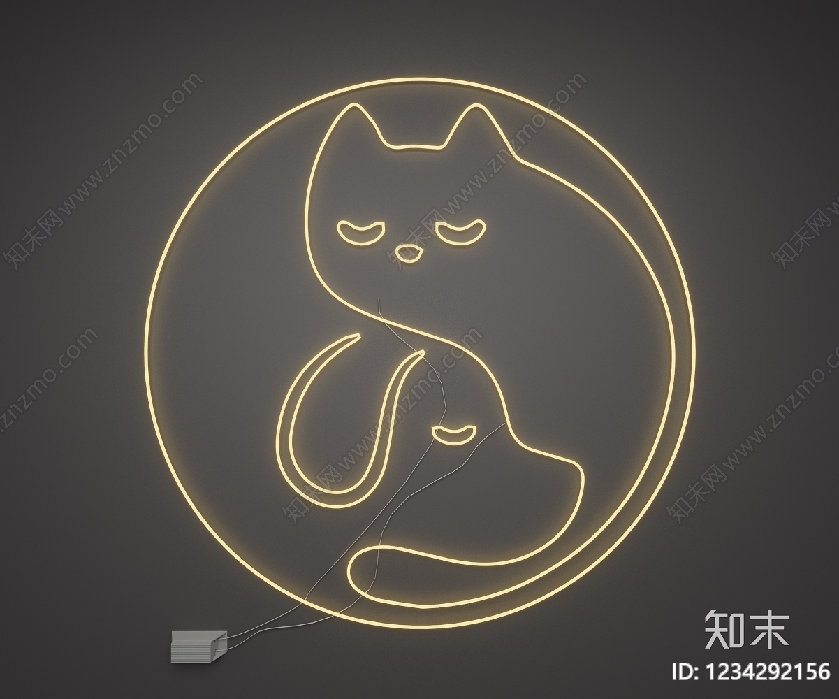 极简霓虹灯SU模型下载【ID:1234292156】