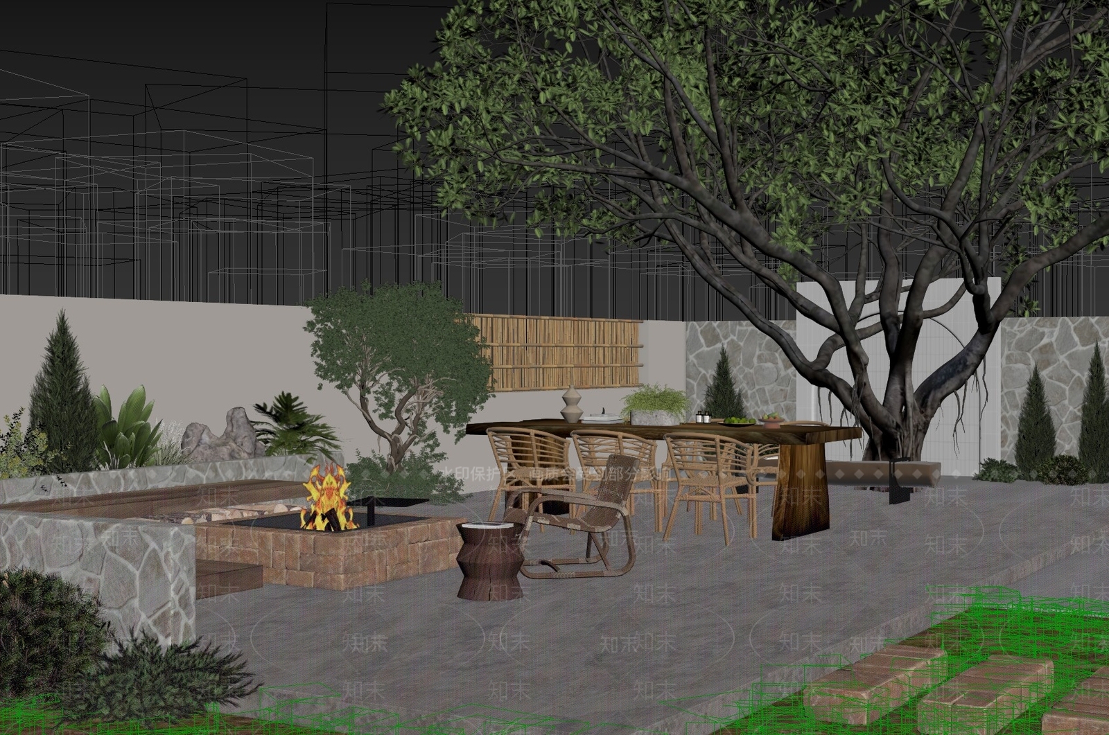 侘寂庭院3D模型下载【ID:1234292782】