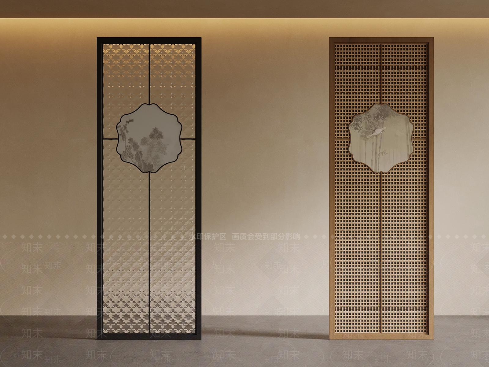 新中式屏风3D模型下载【ID:1234296290】