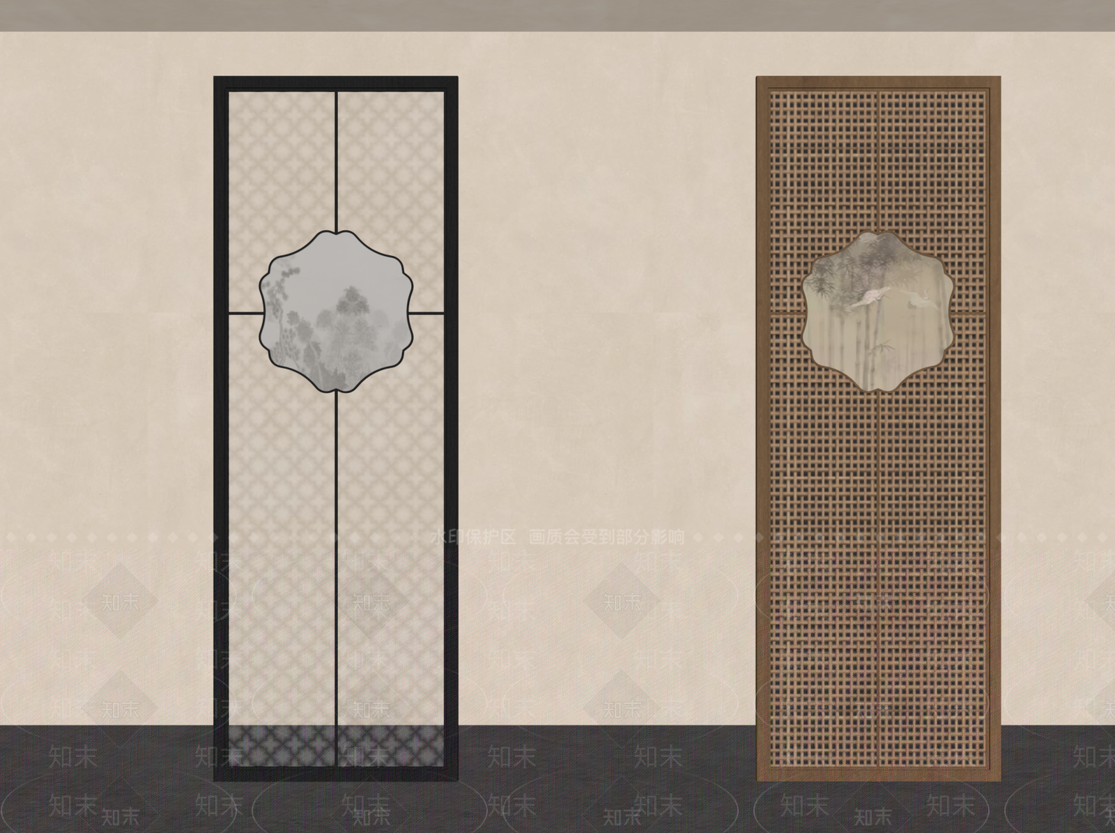新中式屏风3D模型下载【ID:1234296290】