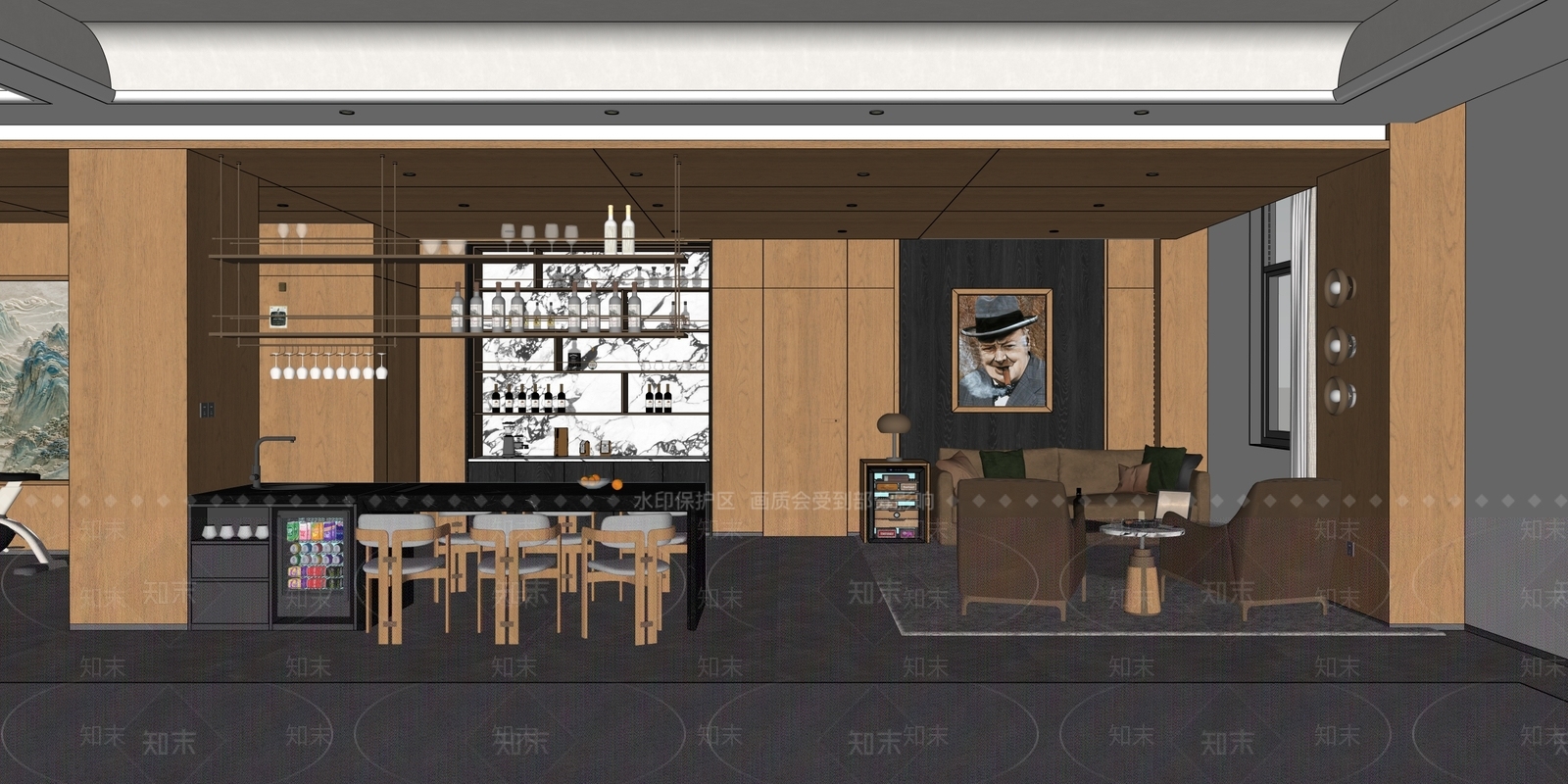 中古风会所SU模型下载【ID:1234297847】