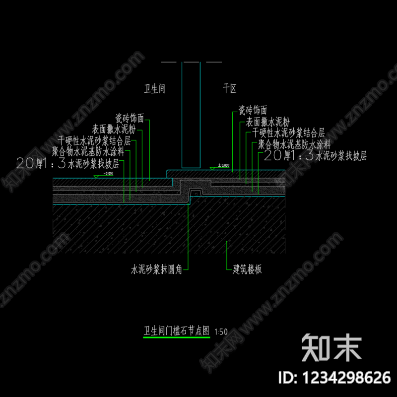 门槛石节点cad施工图下载【ID:1234298626】