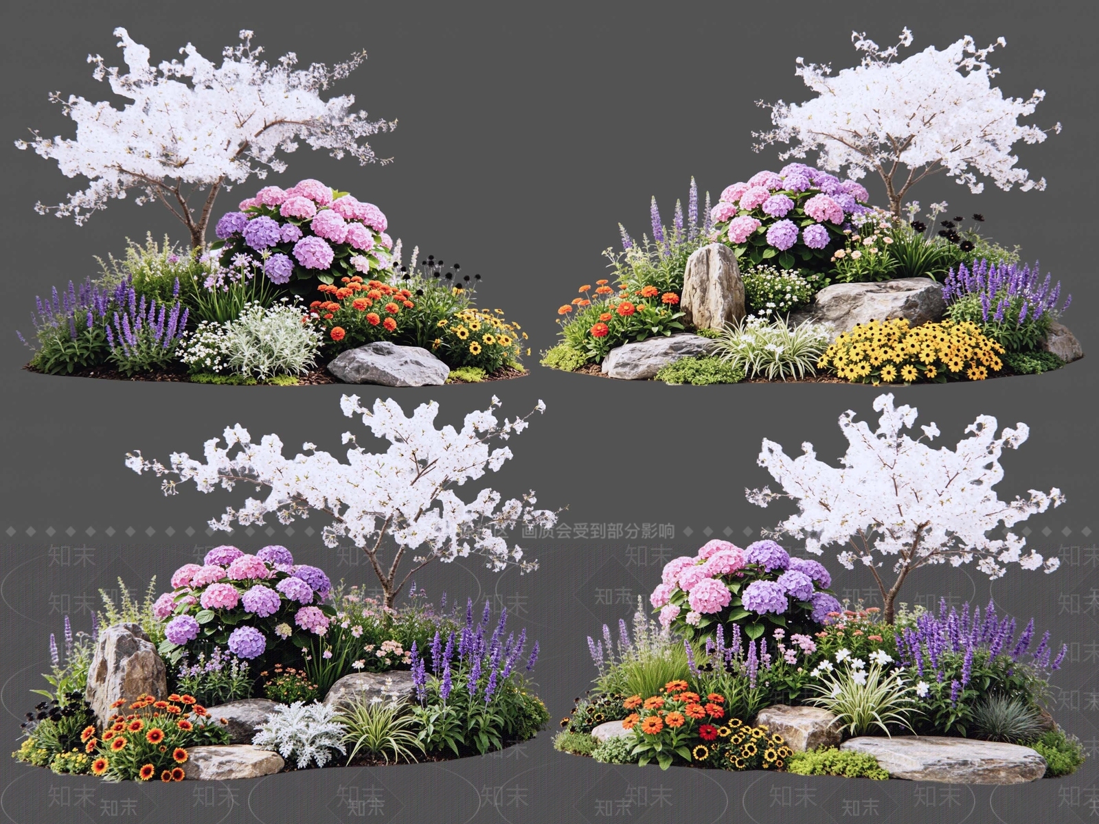 新中式景观花境SU模型下载【ID:1234299166】
