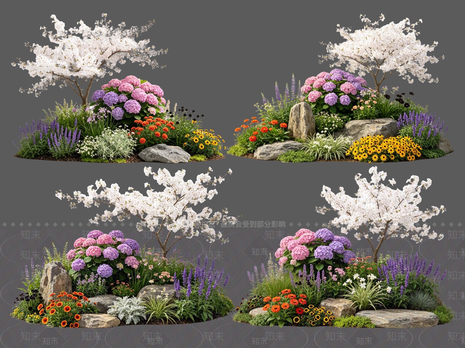 新中式景观花境SU模型下载【ID:1234299166】