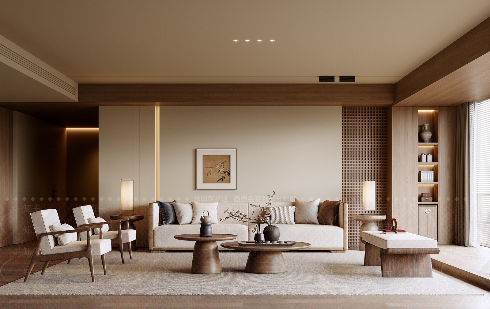 新中式家居客厅SU模型下载【ID:1234299688】