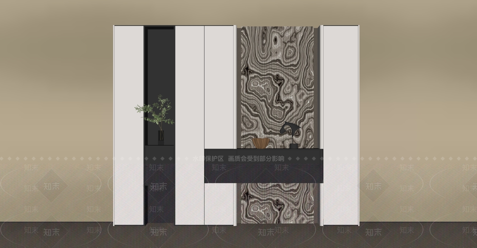 意式极简玄关柜SU模型下载【ID:1234299770】