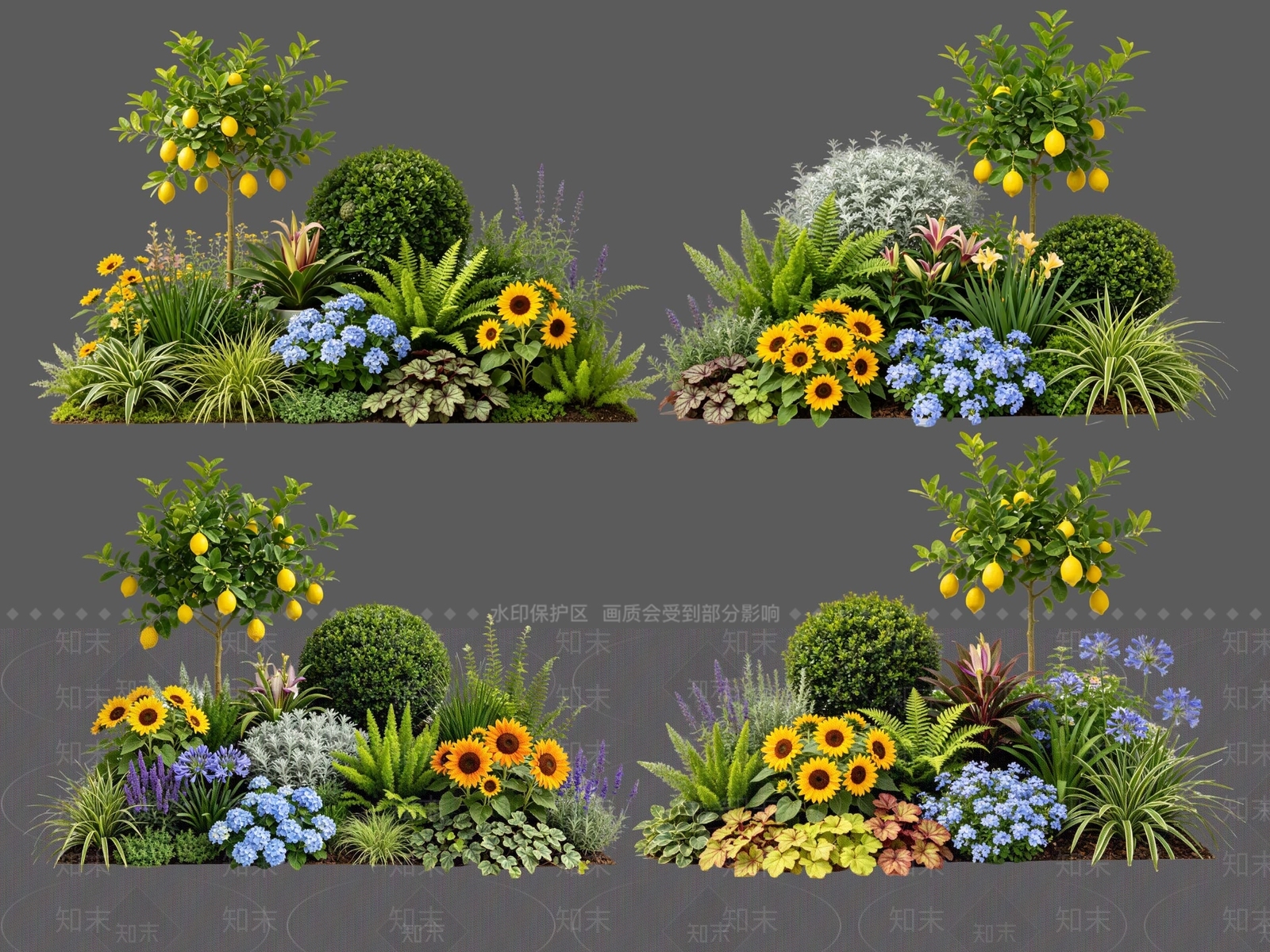 现代主义花境SU模型下载【ID:1234299921】