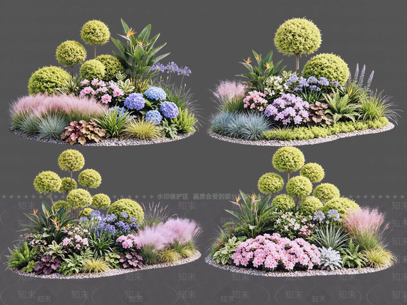 现代主义花境SU模型下载【ID:1234300234】