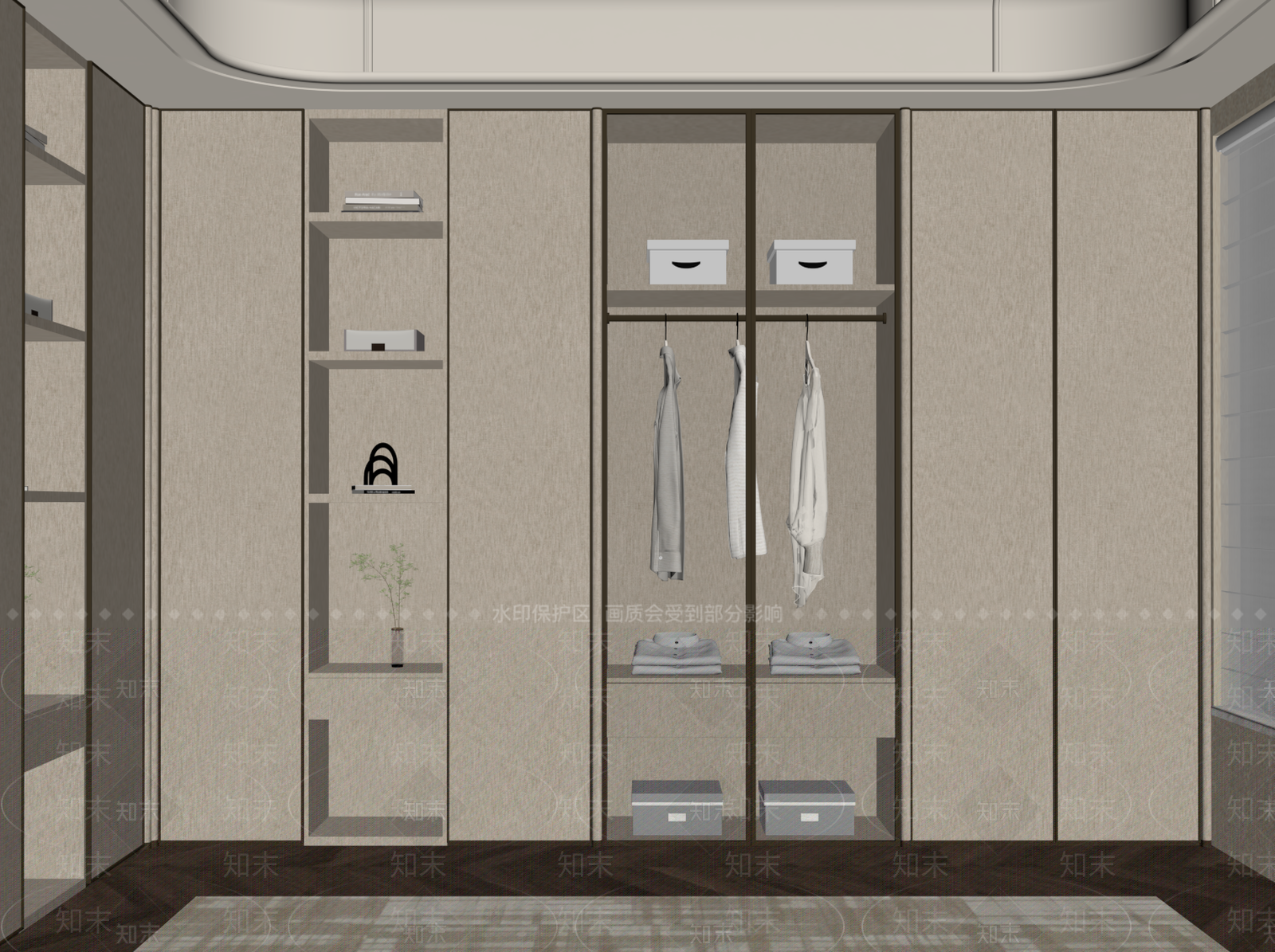 轻奢衣帽间3D模型下载【ID:1234301858】