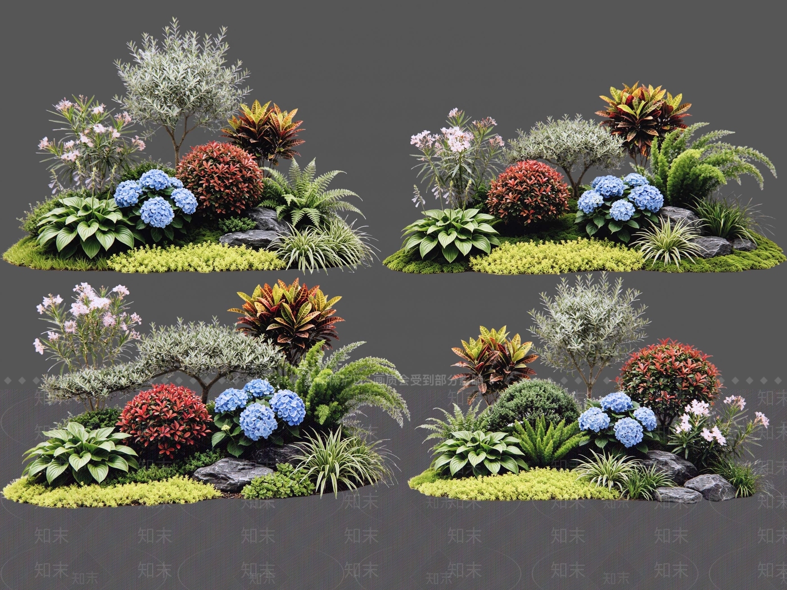 新中式景观花境SU模型下载【ID:1234303066】