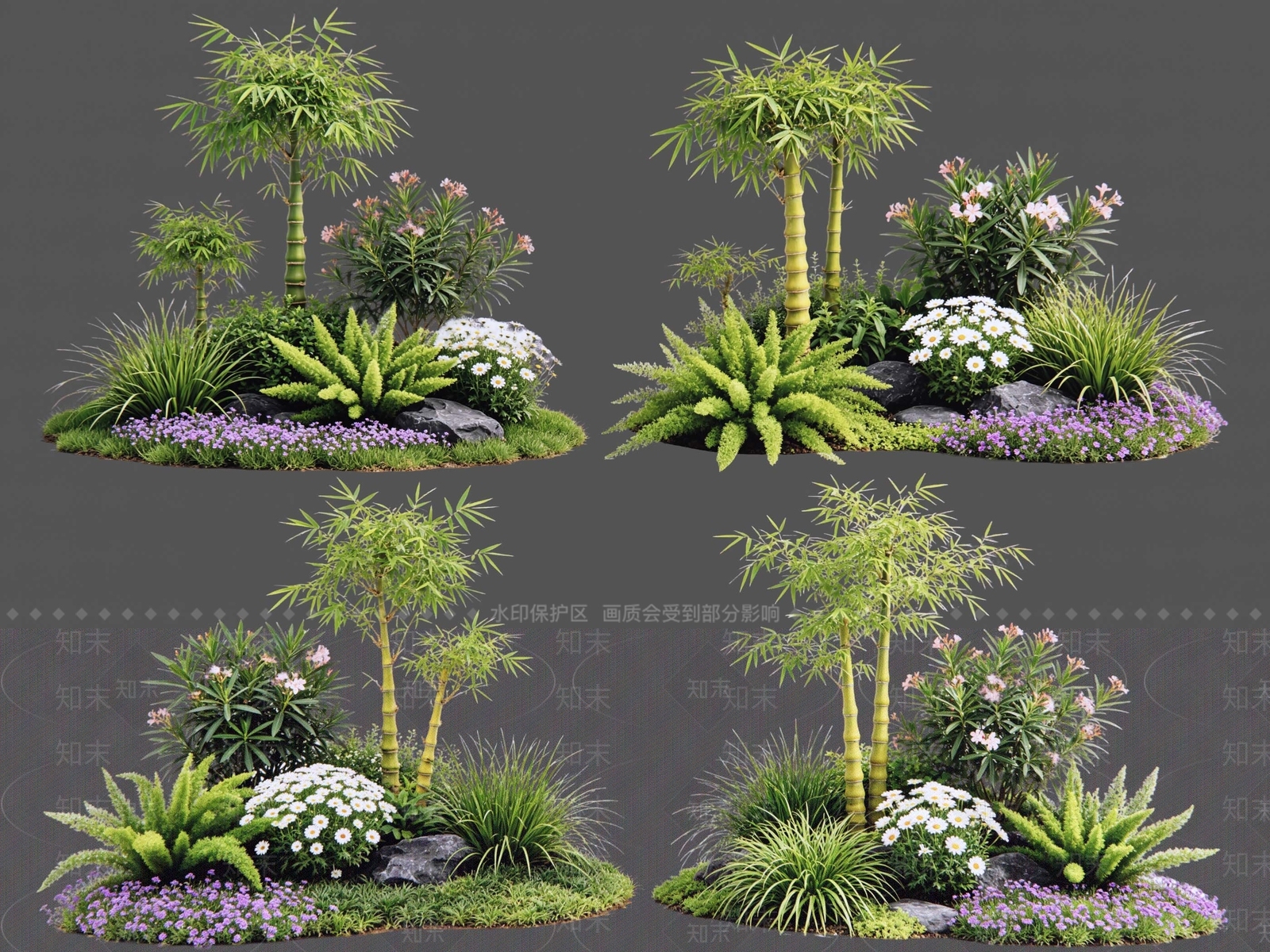 新中式景观花境SU模型下载【ID:1234303443】
