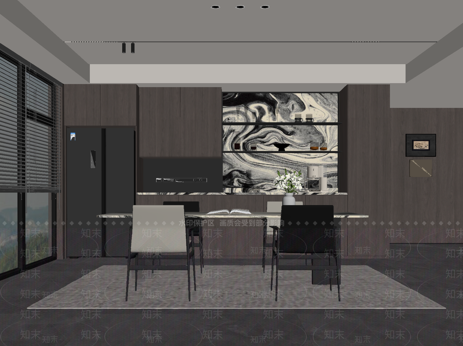 意式极简家居餐厅SU模型下载【ID:1234303835】