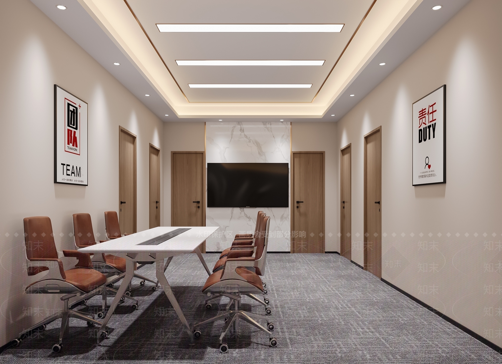 现代简约会议室3D模型下载【ID:1234305286】