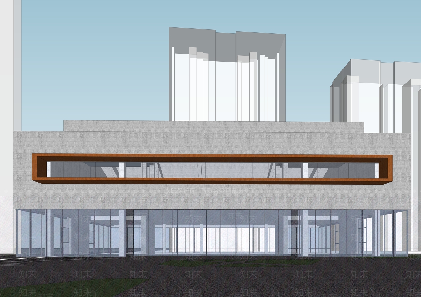 现代主义售楼处建筑SU模型下载【ID:1234309875】
