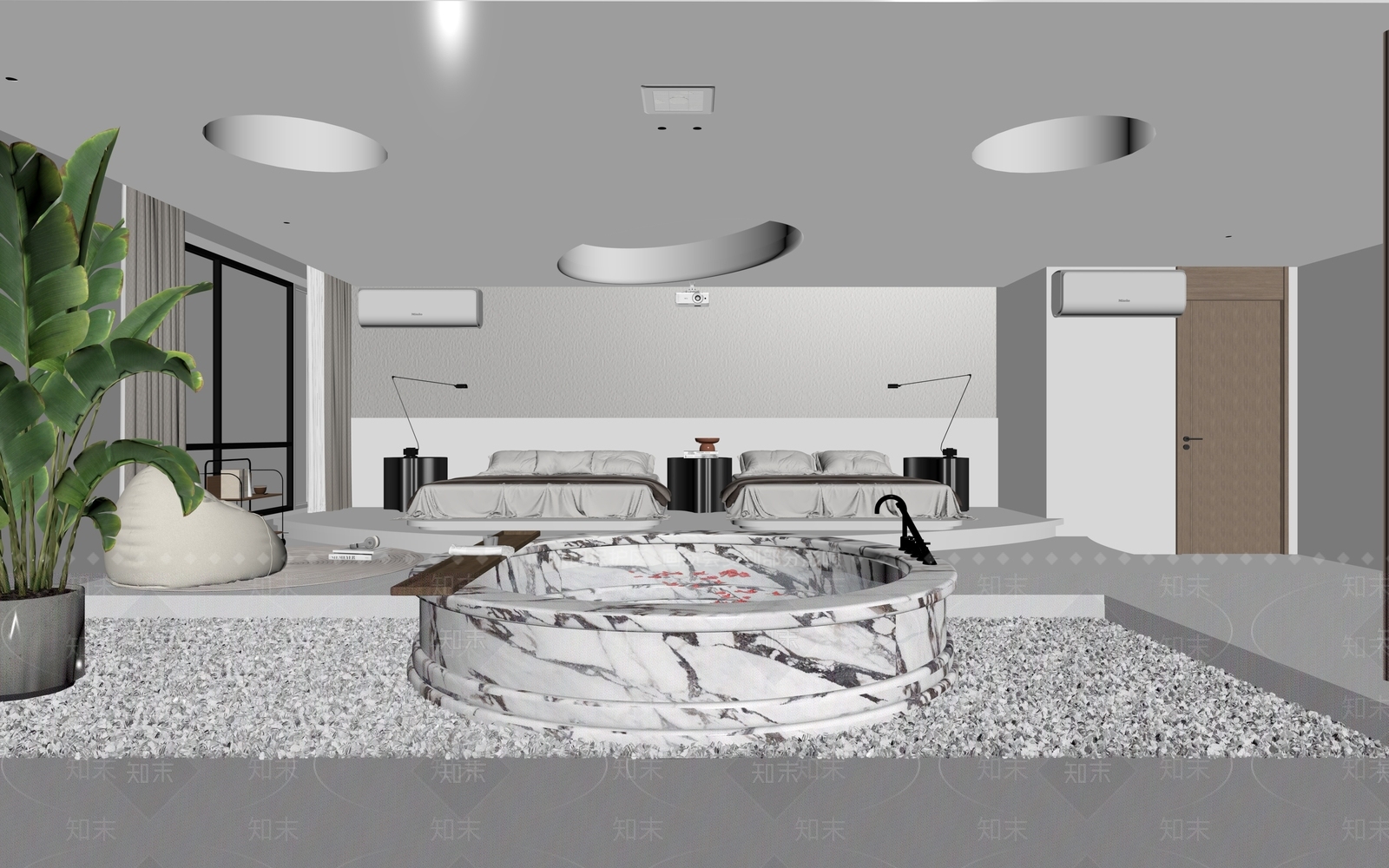 奶油风酒店客房3D模型下载【ID:1234311925】