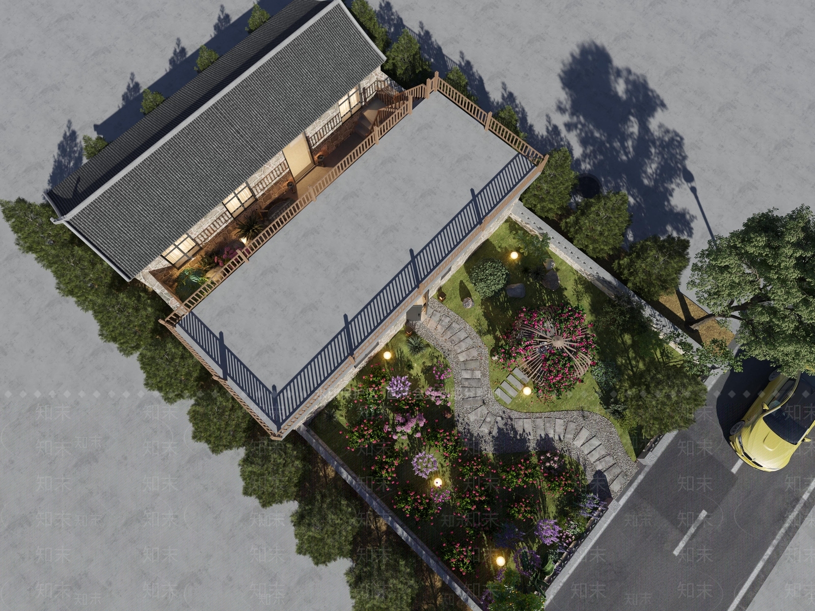 新中式景观庭院3D模型下载【ID:1234316048】