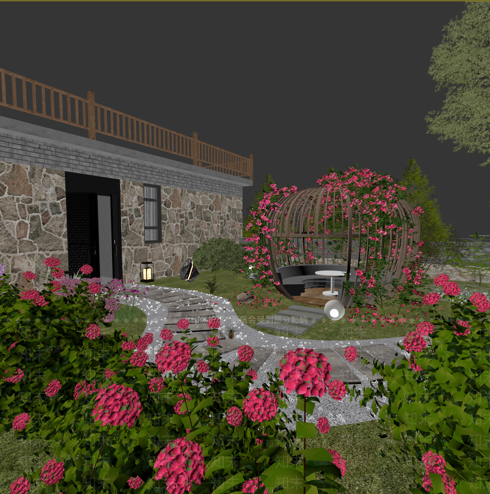 新中式景观庭院3D模型下载【ID:1234316048】