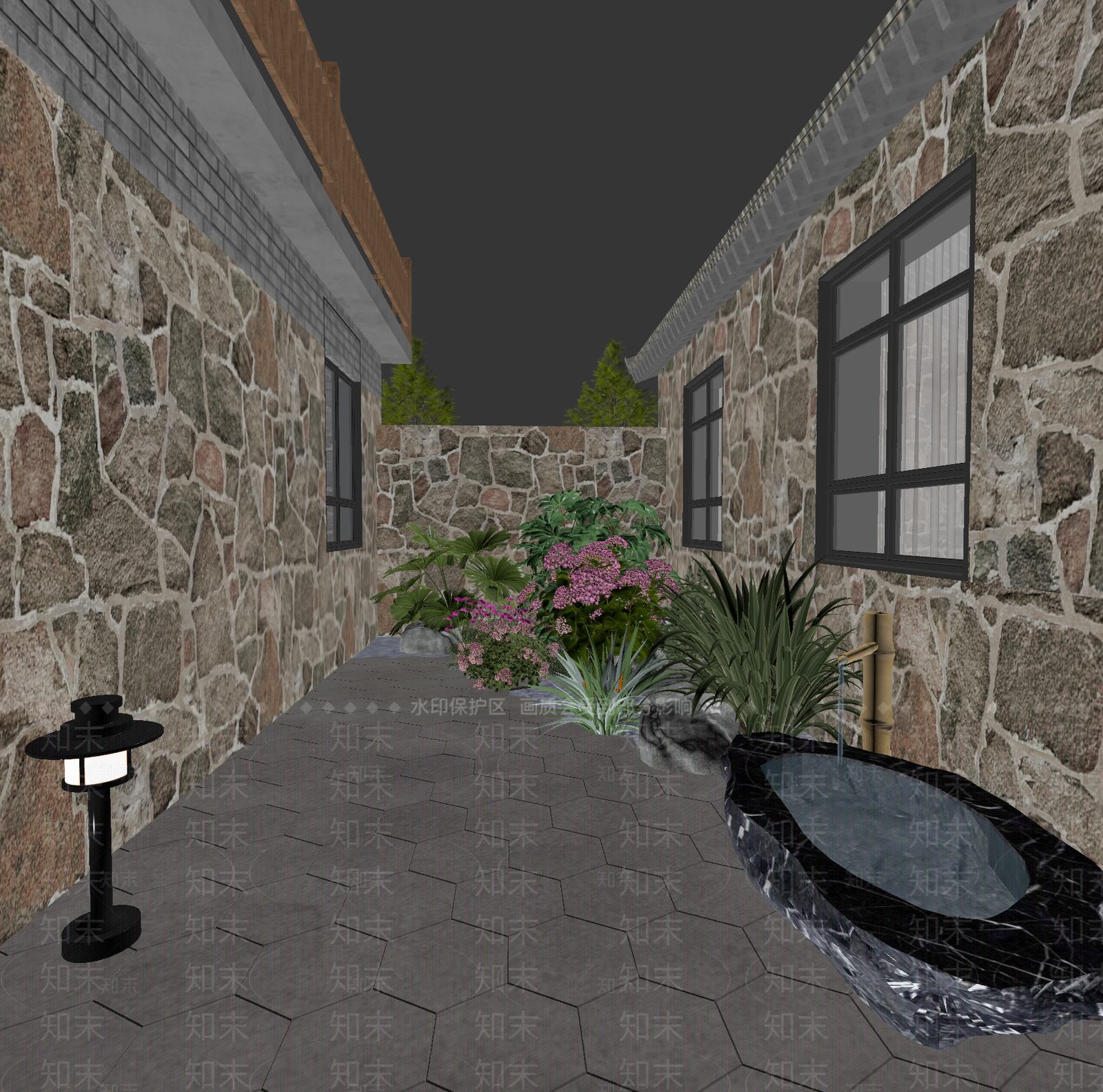 新中式景观庭院3D模型下载【ID:1234316048】