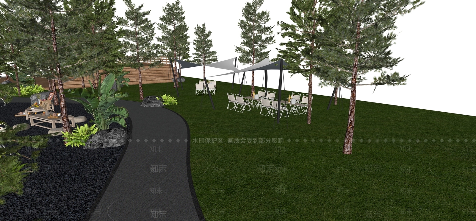 现代主义滨水景观SU模型下载【ID:1234318231】