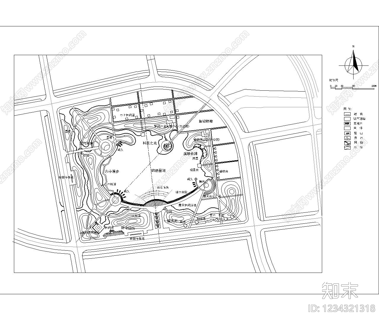 综合性公园cad施工图下载【ID:1234321318】