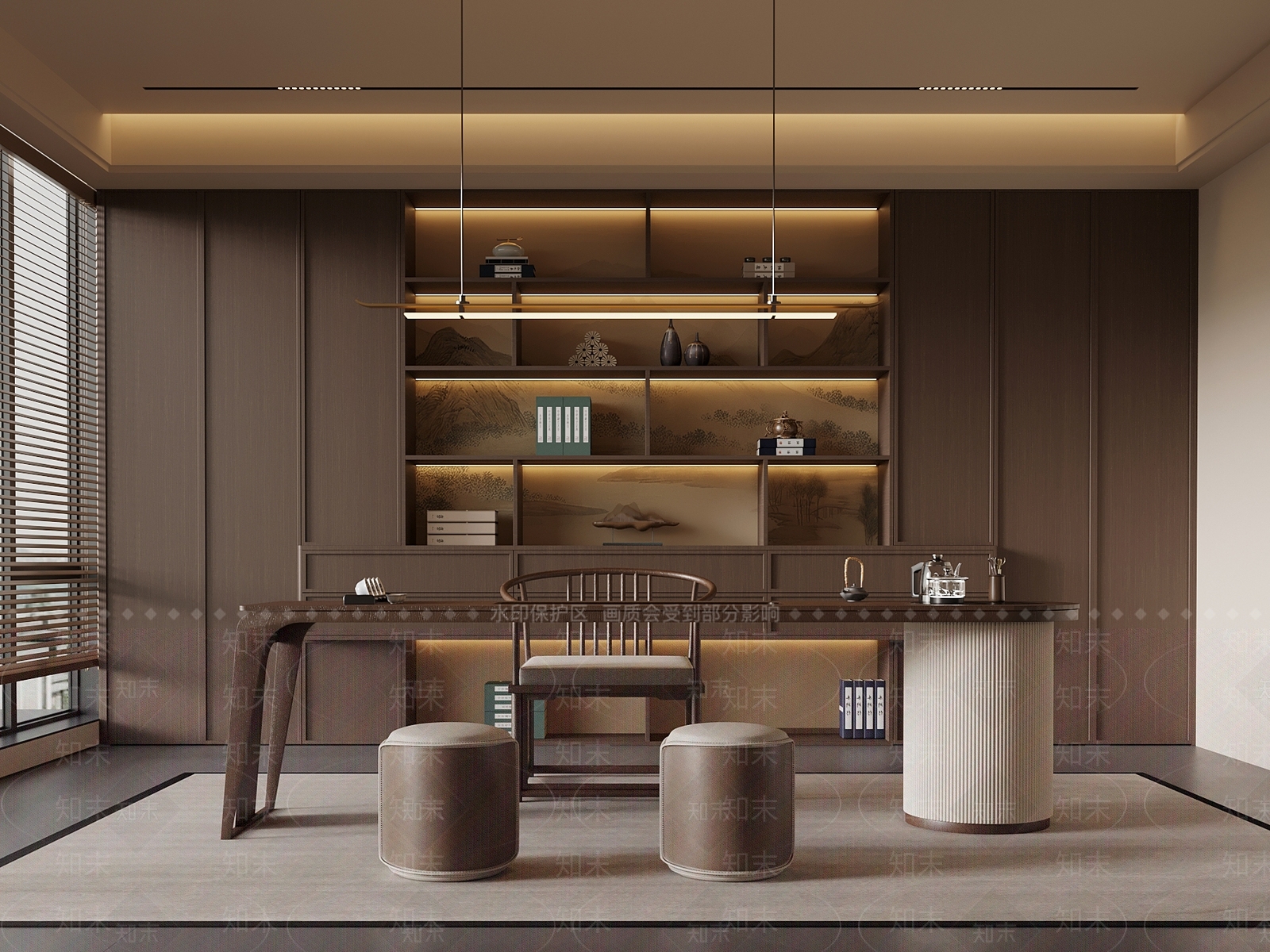 新中式茶室SU模型下载【ID:1234321746】