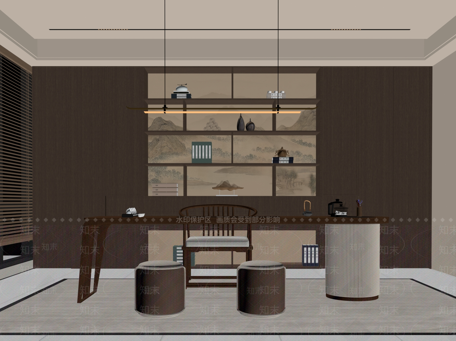 新中式茶室SU模型下载【ID:1234321746】