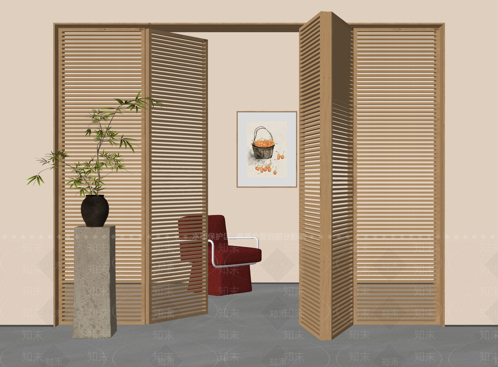 新中式折叠门3D模型下载【ID:1234322177】
