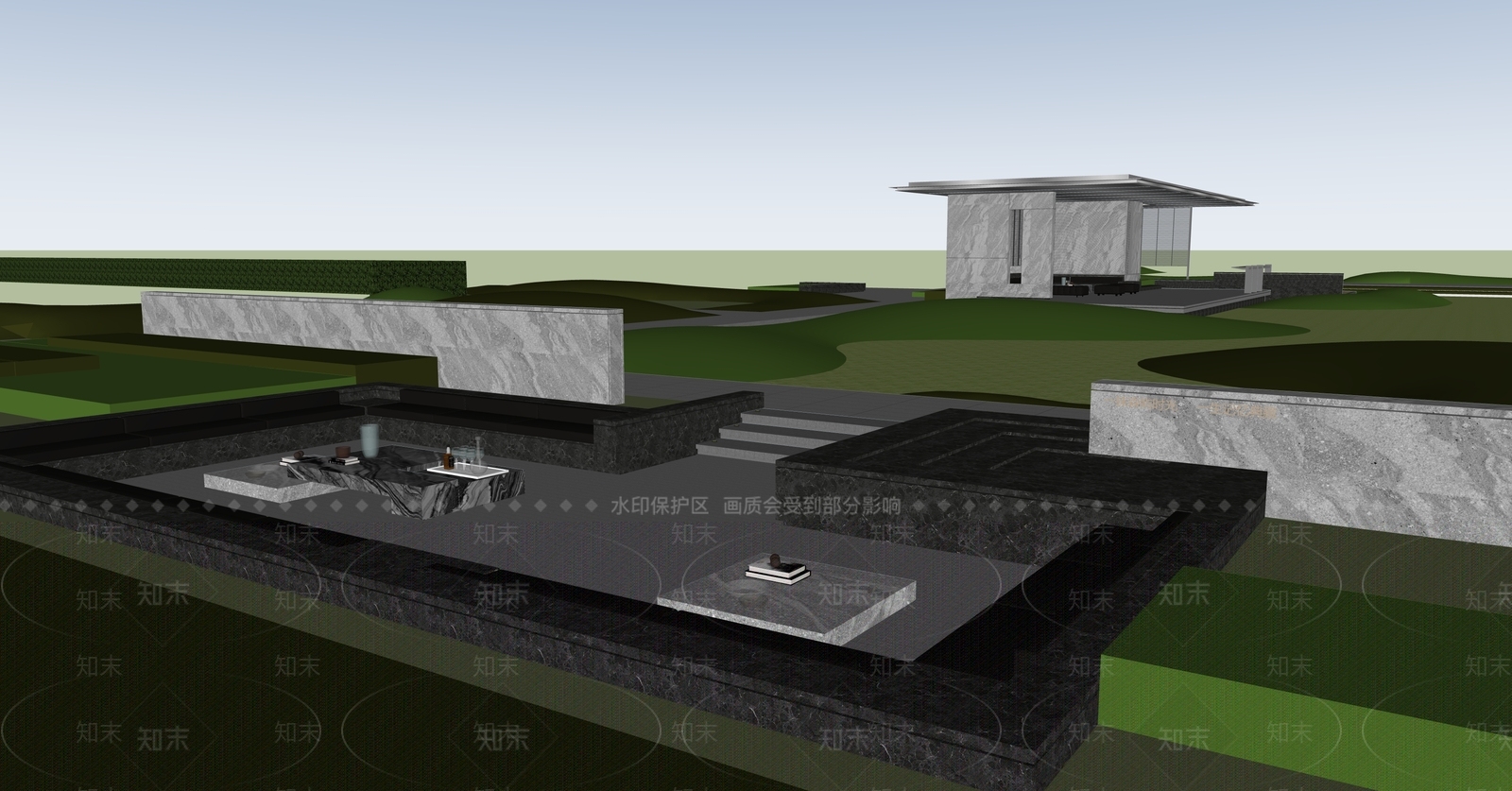 现代主义小区景观SU模型下载【ID:1234323115】