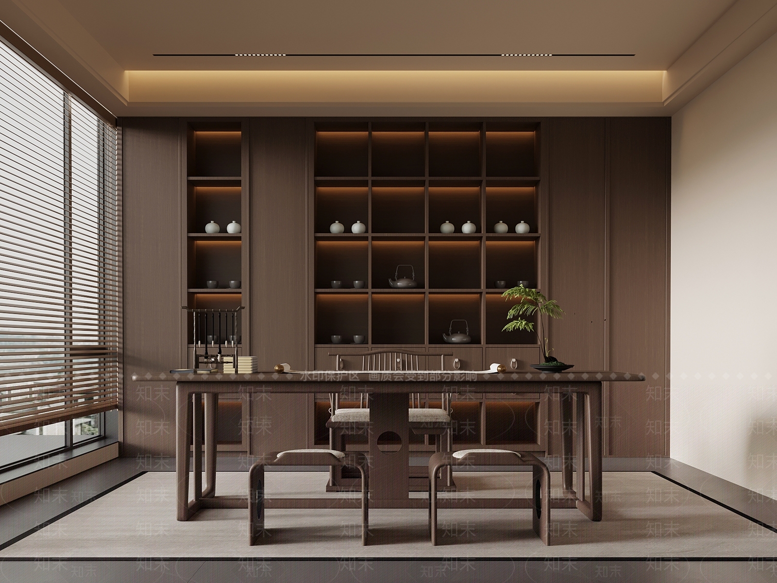 新中式茶室SU模型下载【ID:1234326715】