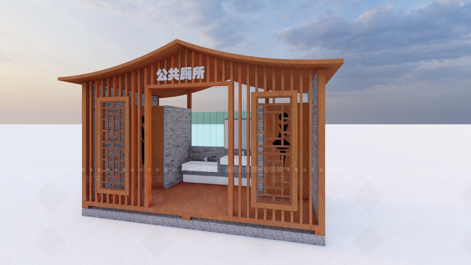 新中式小公建SU模型下载【ID:1234327797】