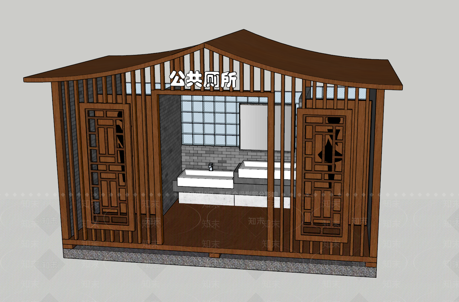 新中式小公建SU模型下载【ID:1234327797】