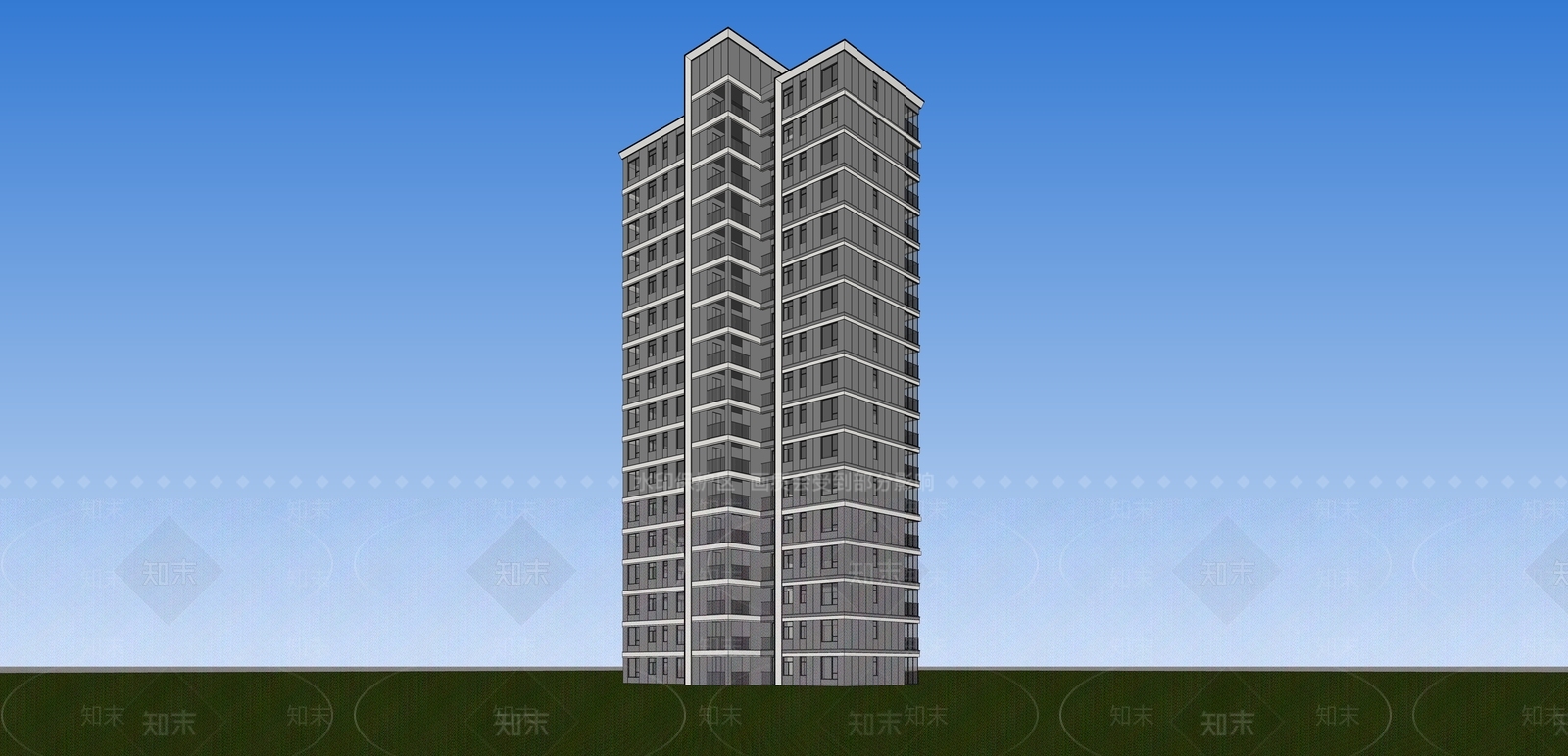 现代主义小高层住宅楼SU模型下载【ID:1234327801】