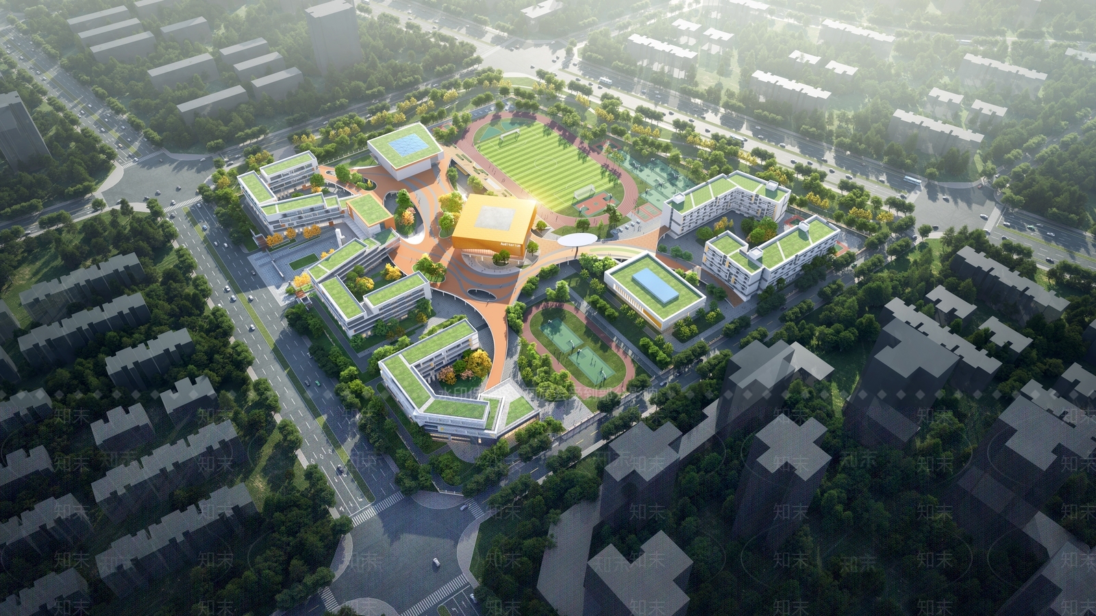 现代主义学校建筑SU模型下载【ID:1234329422】