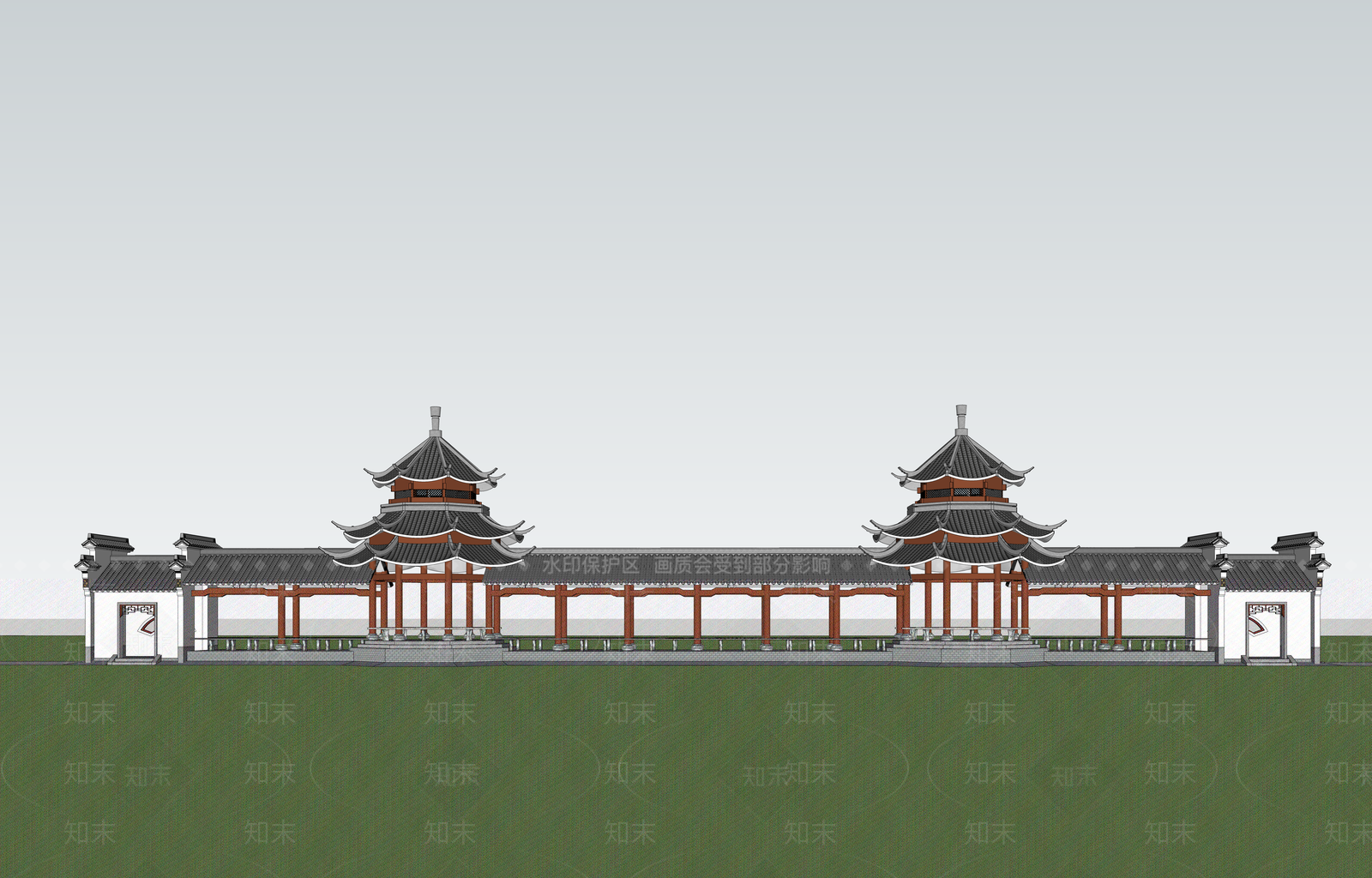 中式古建古建筑SU模型下载【ID:1234331618】