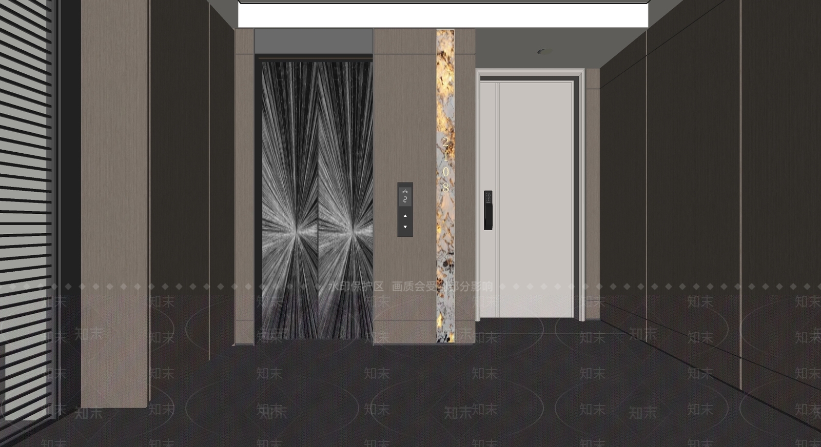 轻奢电梯间3D模型下载【ID:1234331295】